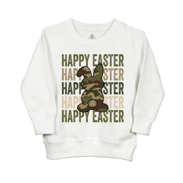 Easter Camouflage Happy Bunny Easter Kid's Sweatshirt