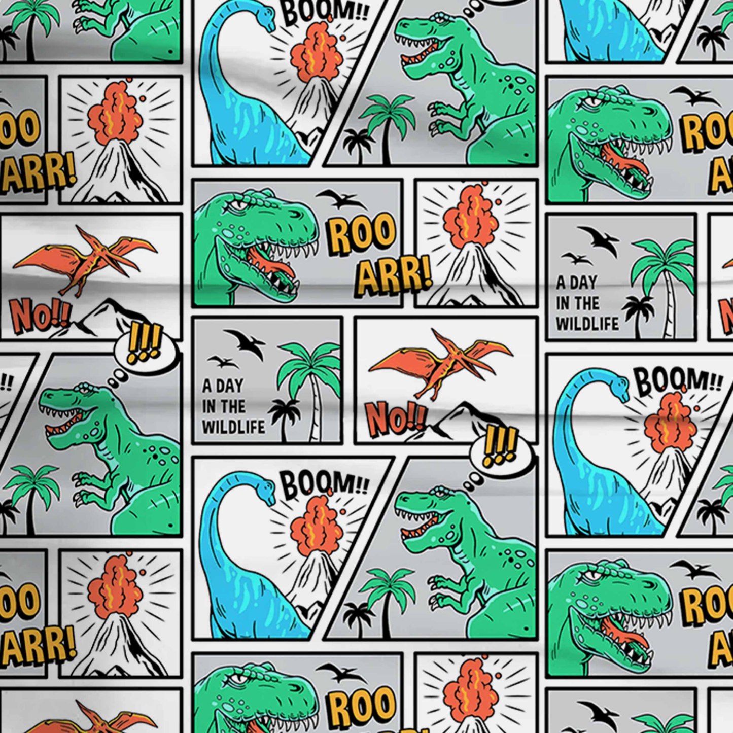 Dinosaur Cartoons Two-Piece Pajama Set For Kids