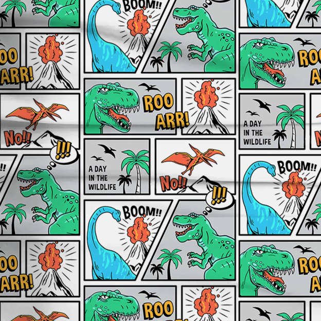 Dinosaur Cartoons Two-Piece Pajama Set For Kids