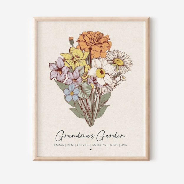 Birth Flower Bouquet Digital Nursery Art