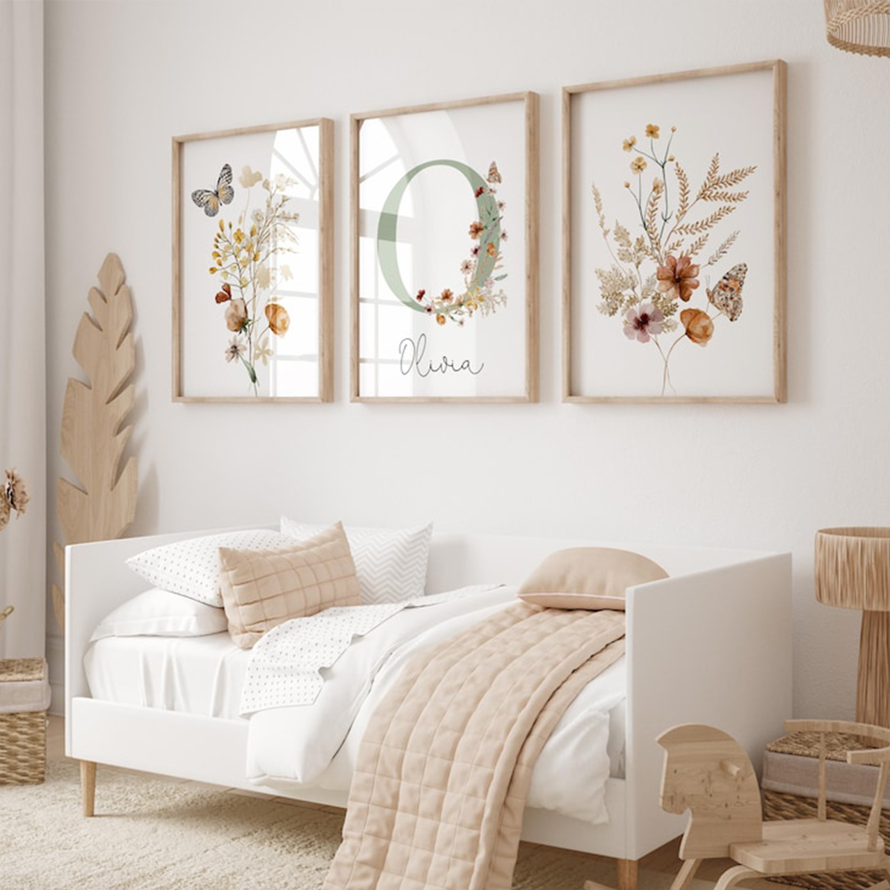 Personalized Name Watercolor Wildflowers Digital Nursery Art