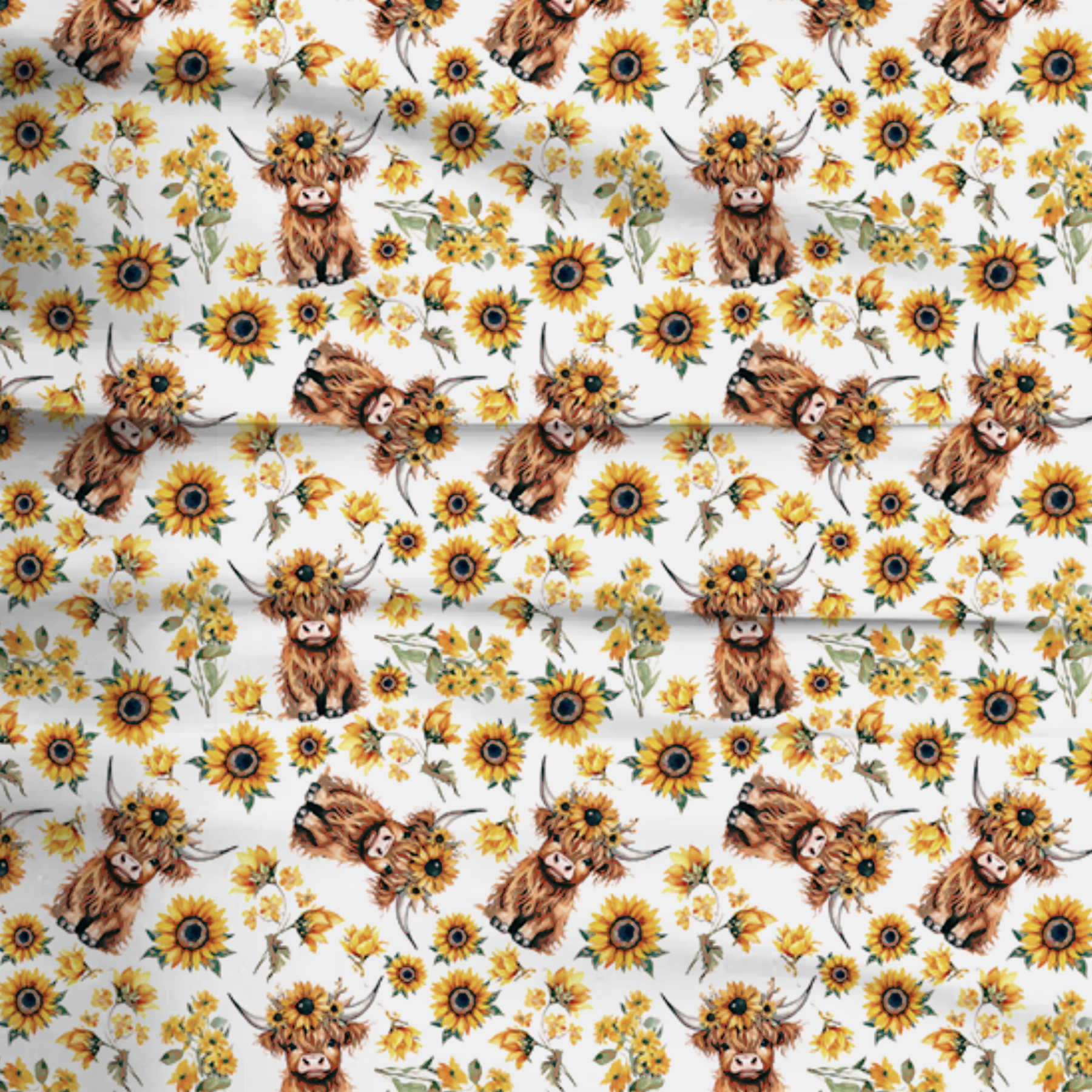 Highland Cow Floral Two-Piece Pajama Set For Kids