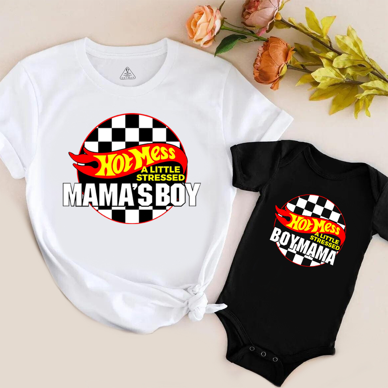 Hot Mess Boy Mama Matching Tees For Mother's Day