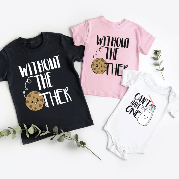 Personalized Milk And Cookie Matching Tees For Siblings