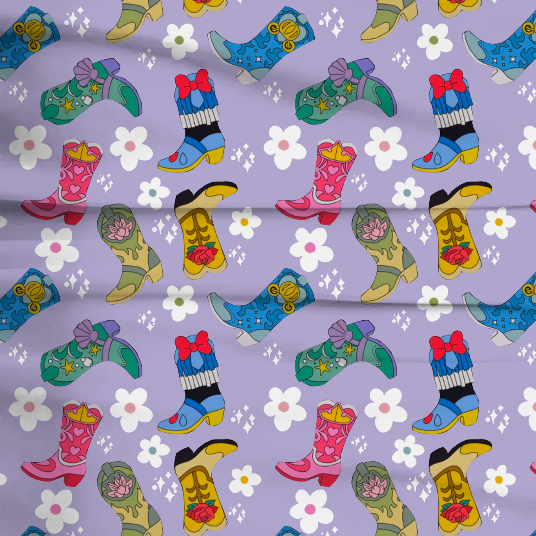 Floral Princess Cowboy Boots with Daisy Two-Piece Pajama Set For Kids