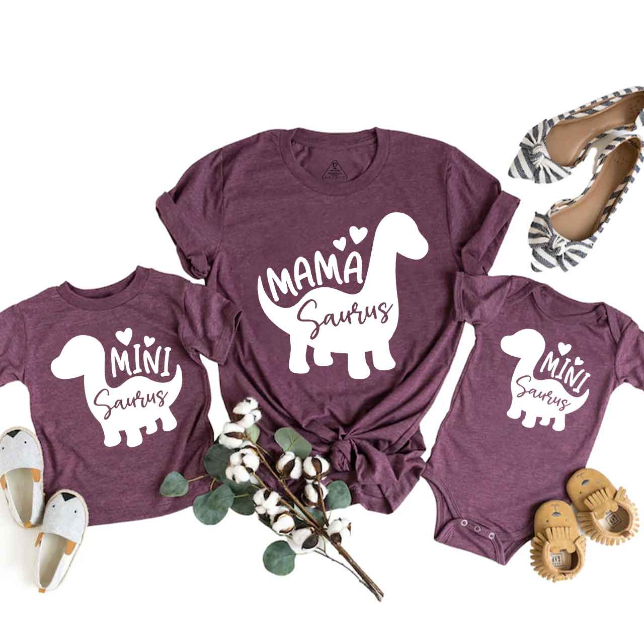 Dinosaur Silhouette T-Shirts For Mom&Me