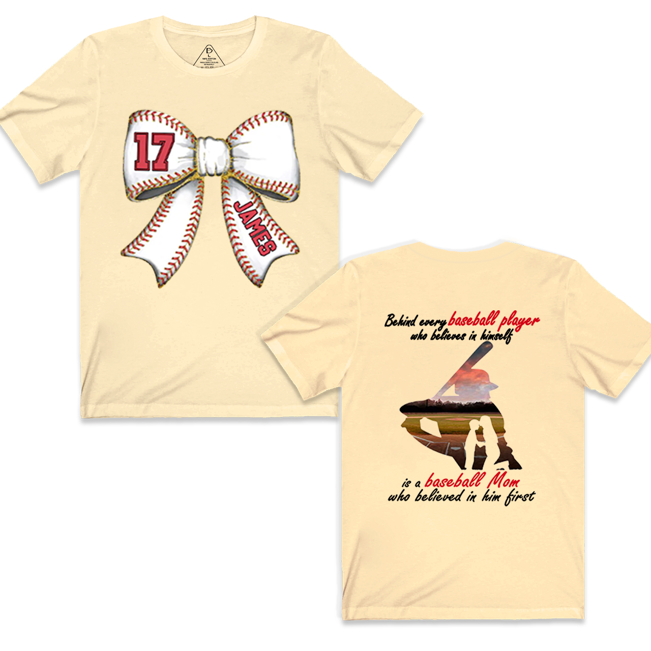 Personalized Baseball Bow Mama T-Shirts