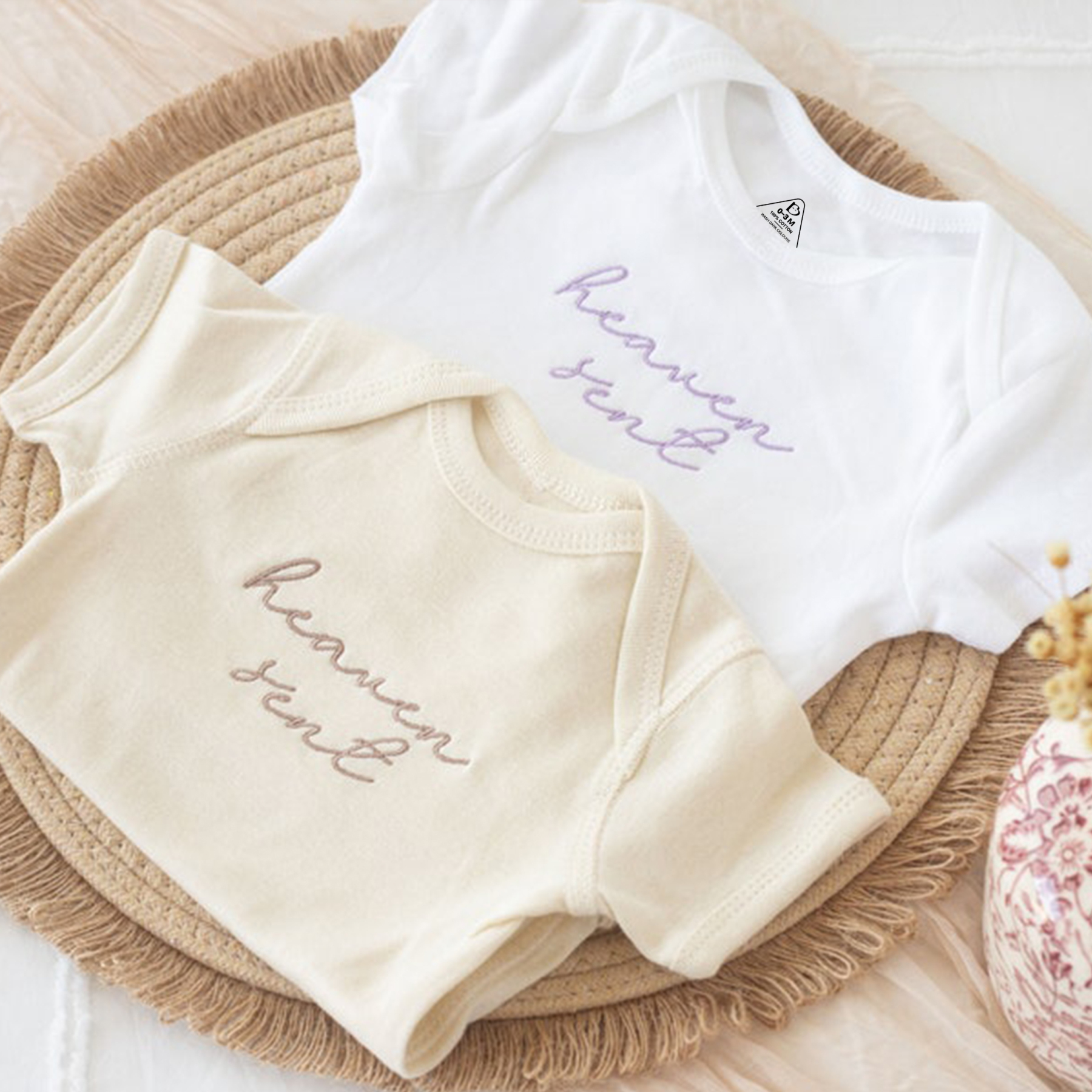 Heaven Sent Embroidered Bodysuit For Baby