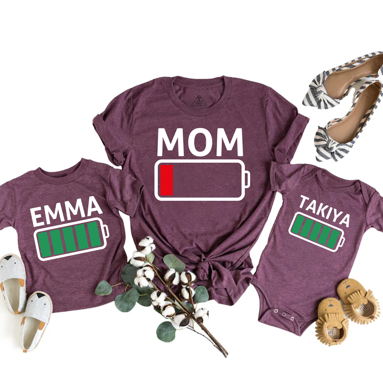 Sufficient and Insufficient Battery Mom&Me Matching Tees