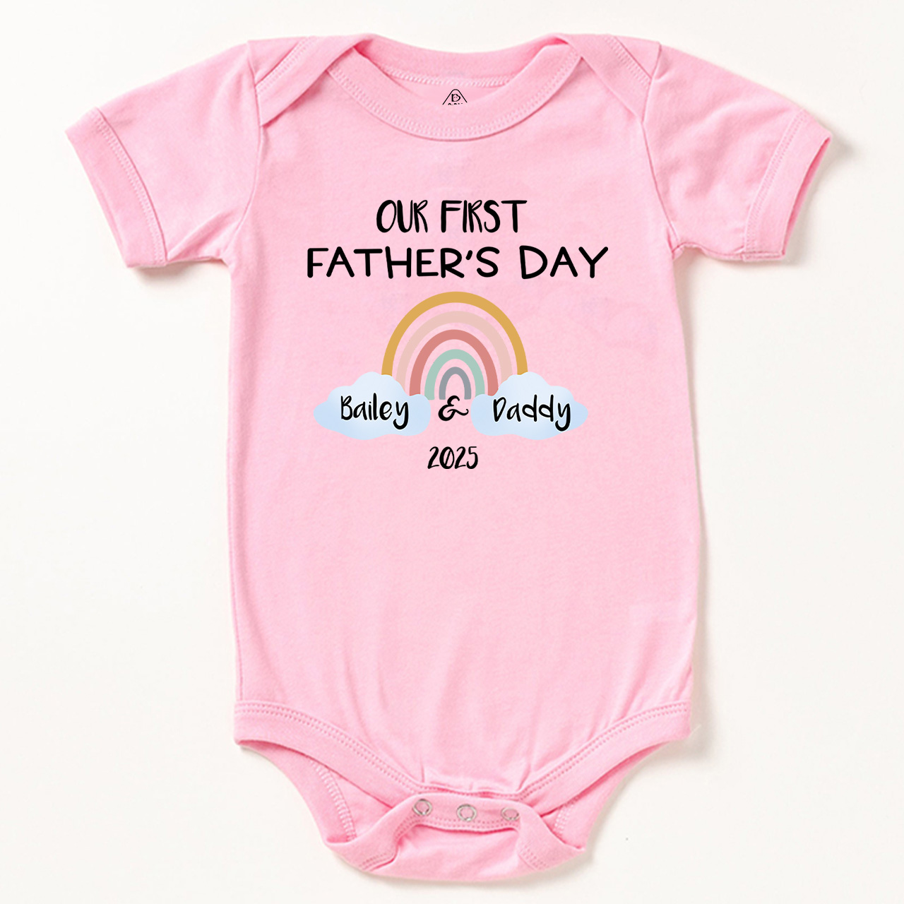 Personalization Our First Father's Day Rainbow Bodysuit For Baby