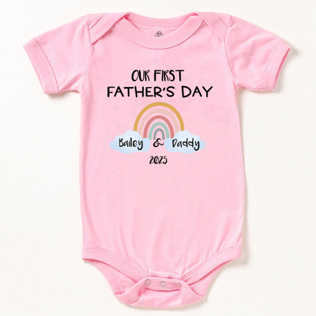 Personalization Our First Father's Day Rainbow Bodysuit For Baby