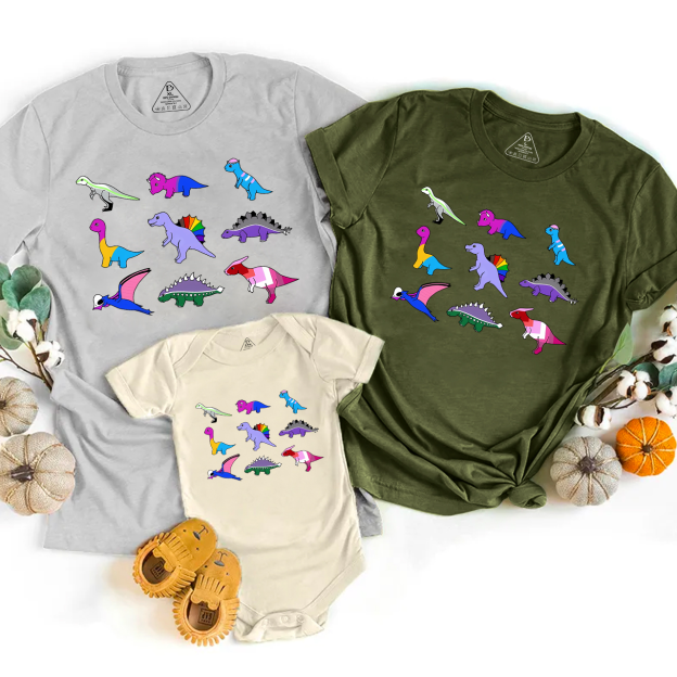 Pride Dinosaurs LGBTQ Family Matching Tees Beepumpkin