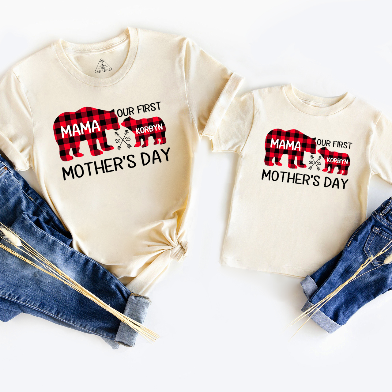 Mommy & Baby Plaid Bear Matching 