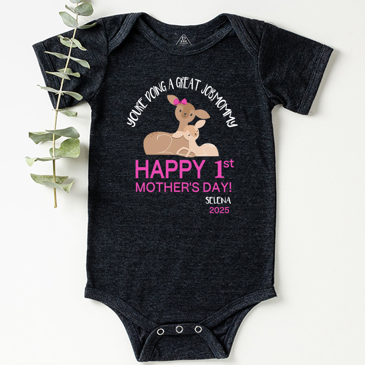 Happy 1st Mother's Day Deer Bodysuit For Baby