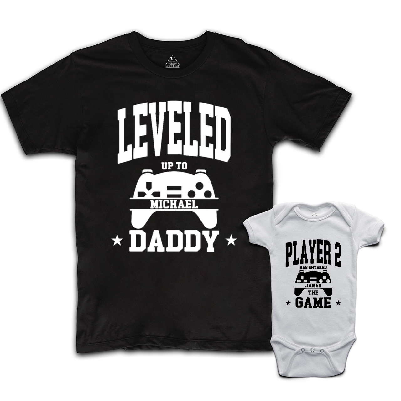 Personalized Leveled Up to Daddy Player 2 Dad&Me Matching Shirts