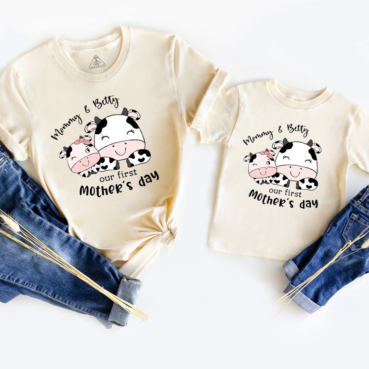Personalized Cows Celebrate Mother's Day Matching Tees