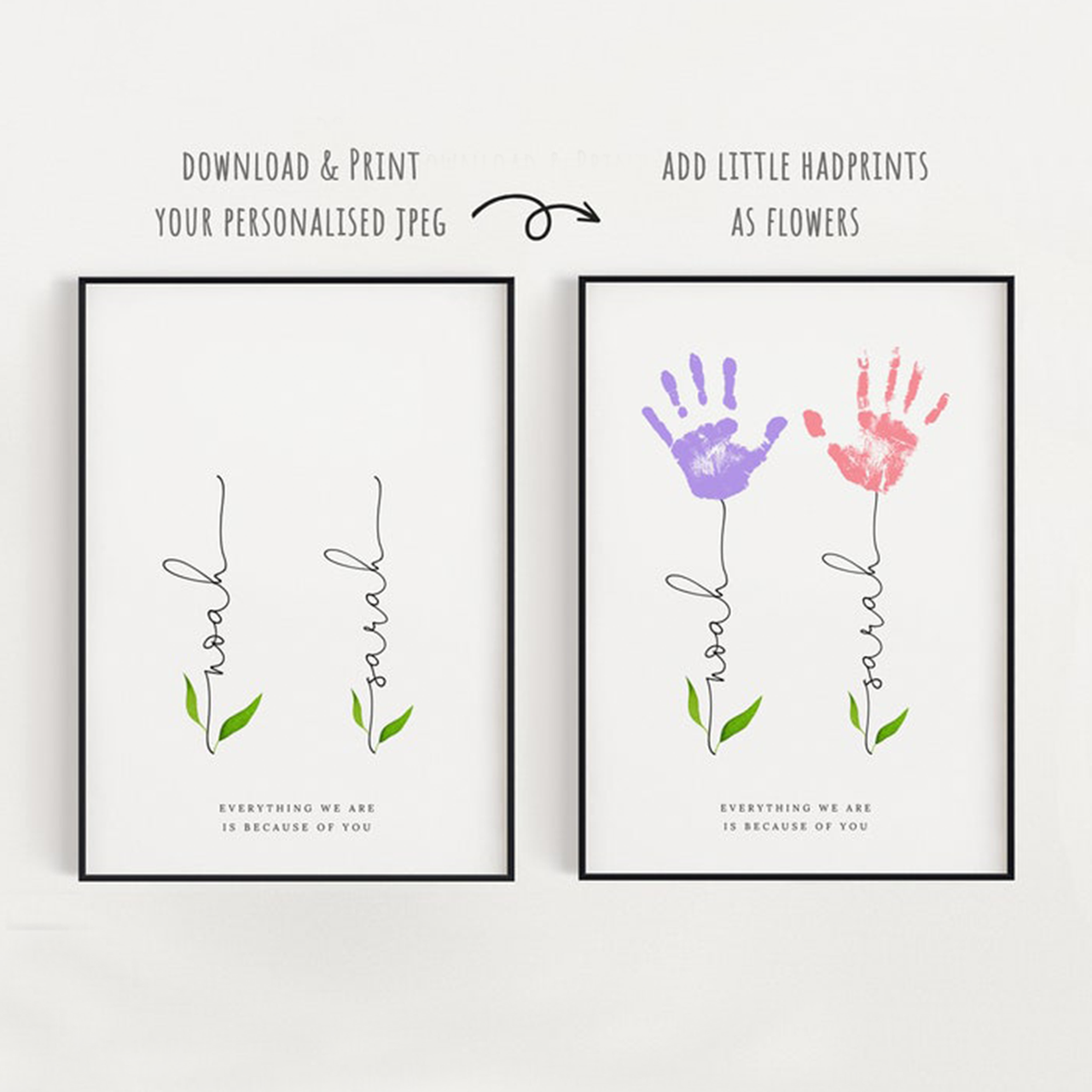 Personalized Mother's Day Handprint Digital Nursery Art
