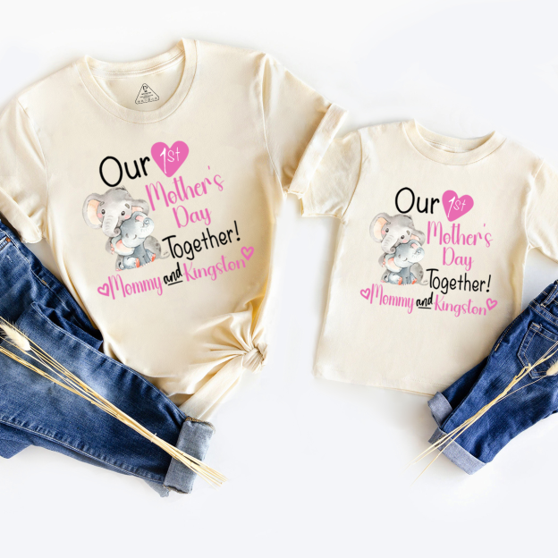 Personalized Names First Mother's Day Mom&Me Matching Tees