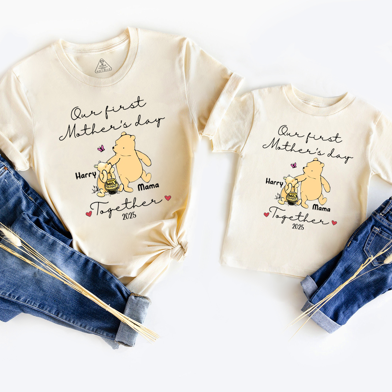  Personalized Name Honey Bear Mom&Me Matching Tees