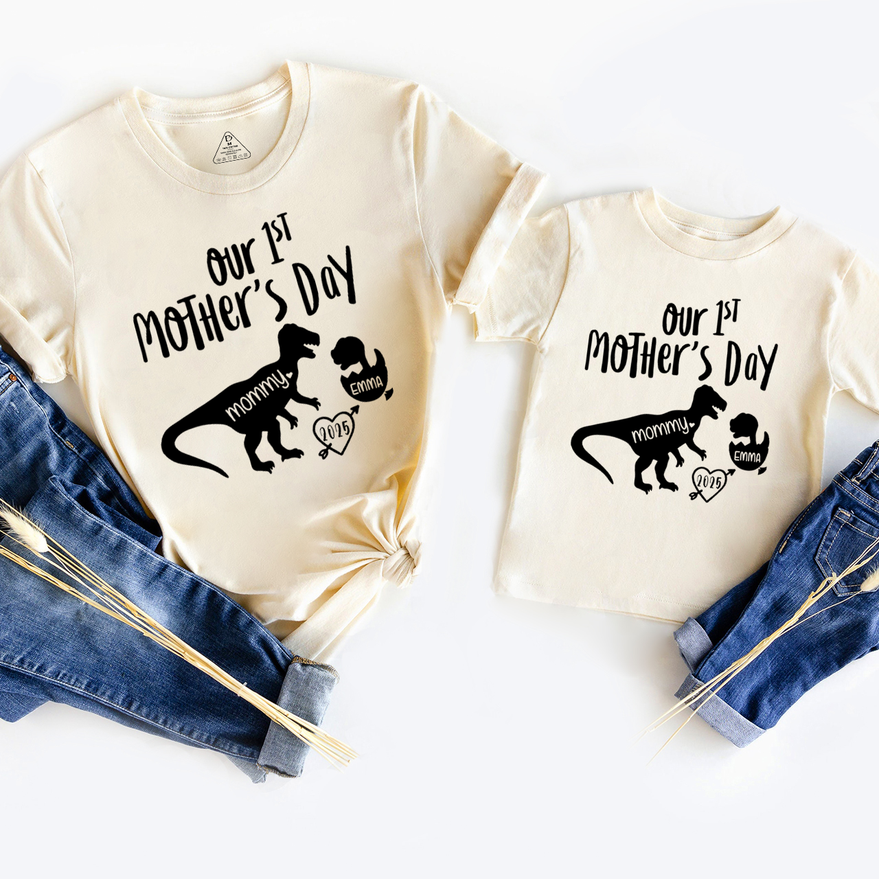 Personalized Name Dinosaur Mom&Me Matching Tees