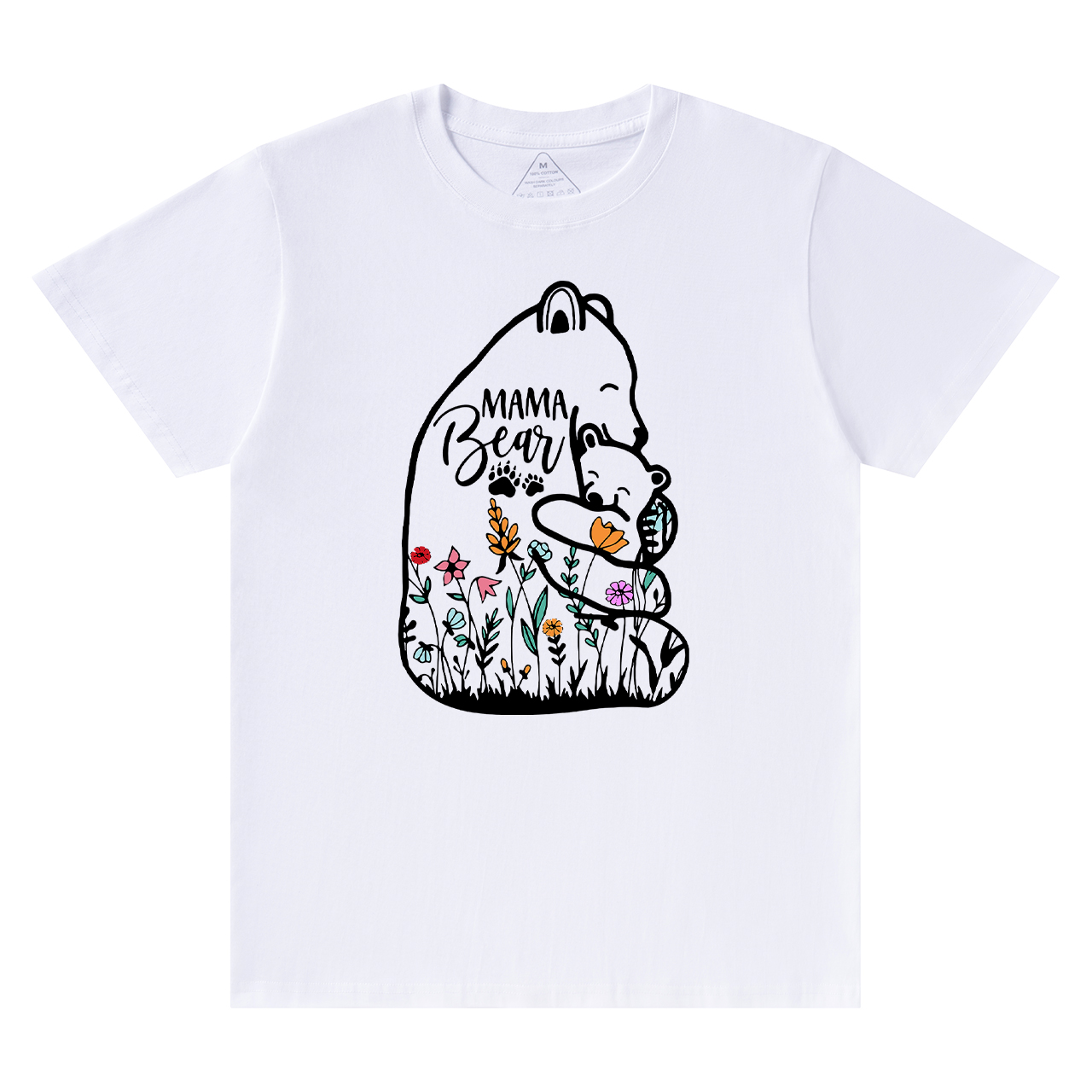 Cute Mama Bear And Baby With Wildflowers Tees
