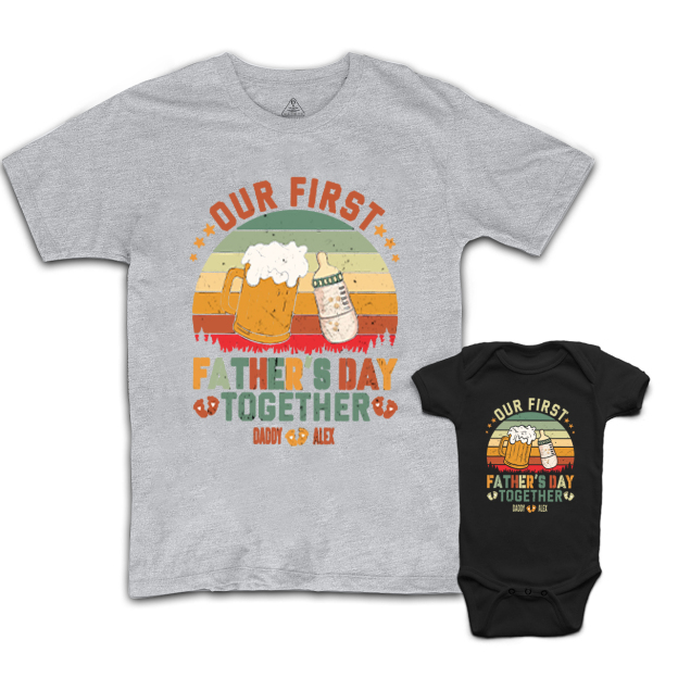 Personalized Our First Fathers Day Together Dad&Me Matching Shirts