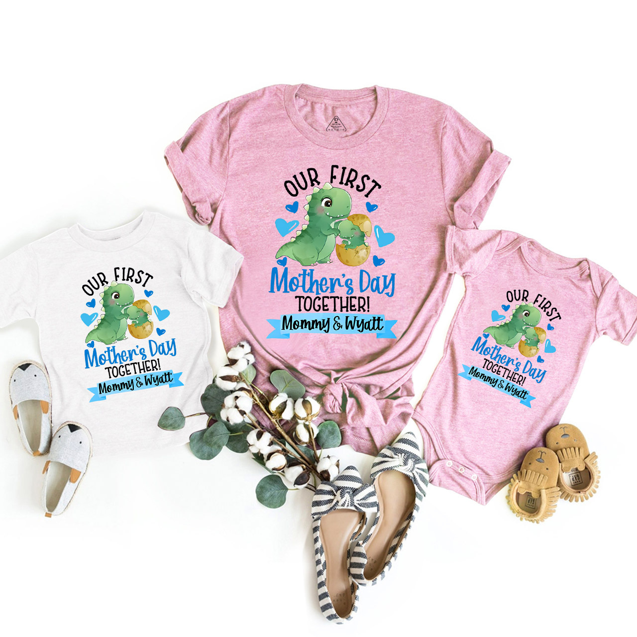 Personalized Our First Mothers Day Dinosaur Mom&Me Matching Tees