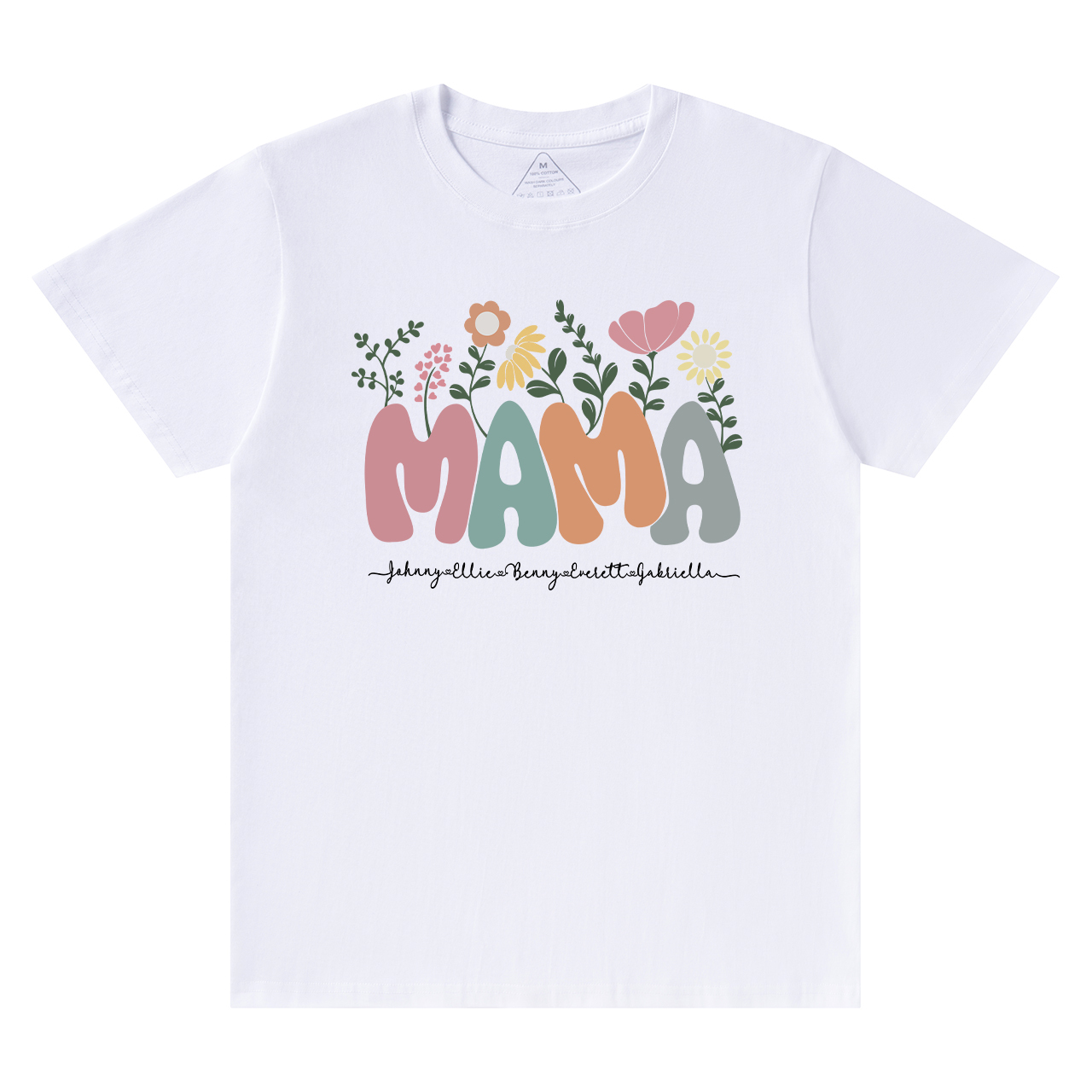 Personalized Floral Mom Shirt With Kids Names