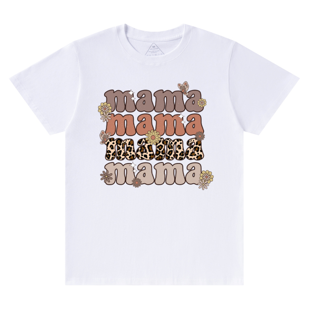 Leopard Mama Retro Flowers T-Shirt