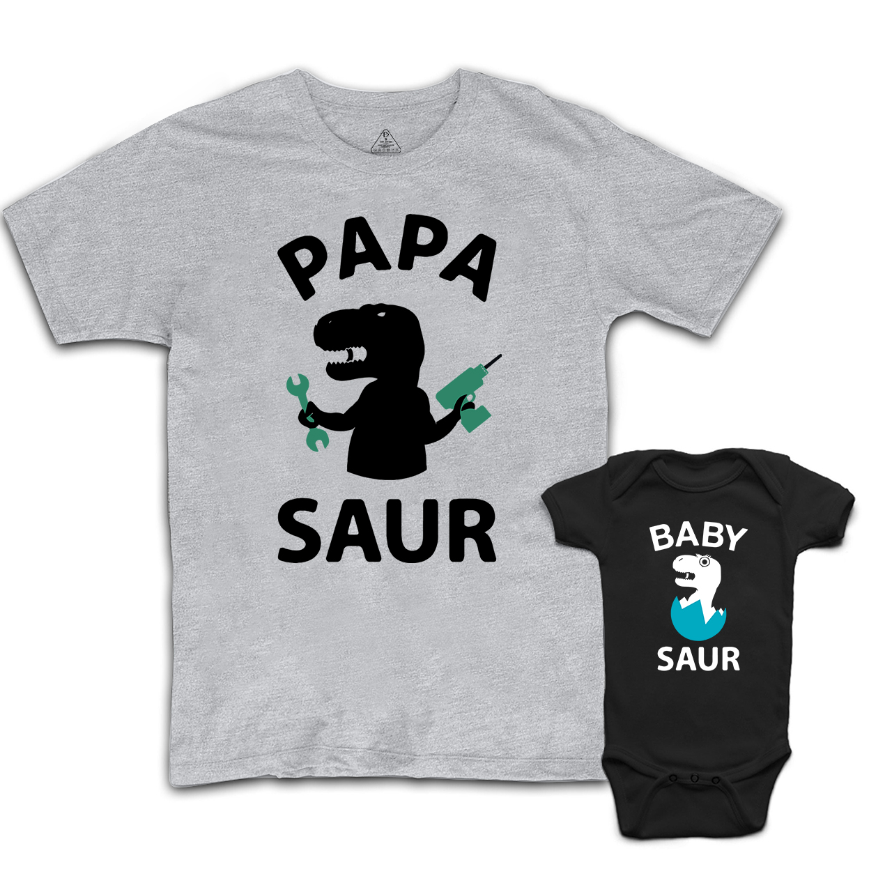 Trex Papa Baby Saur Dad and me Shirt & Baby Bodysuit