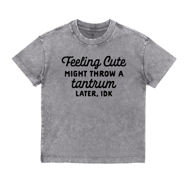 Feeling Cute Might Throw a Tantrum Later, idk Toddler&Kids Washed Tees      