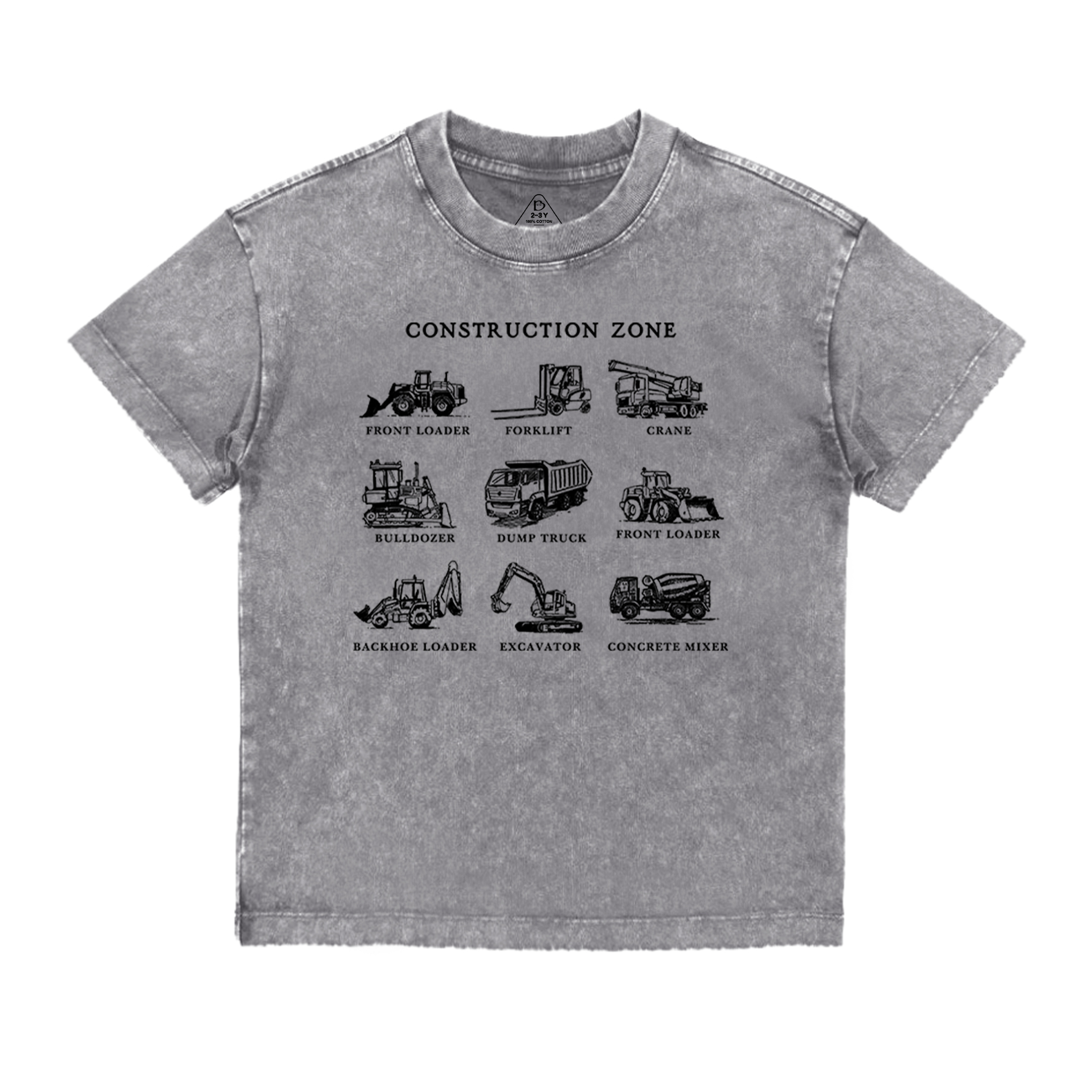Construction Zone Toddler&Kids Washed Tees