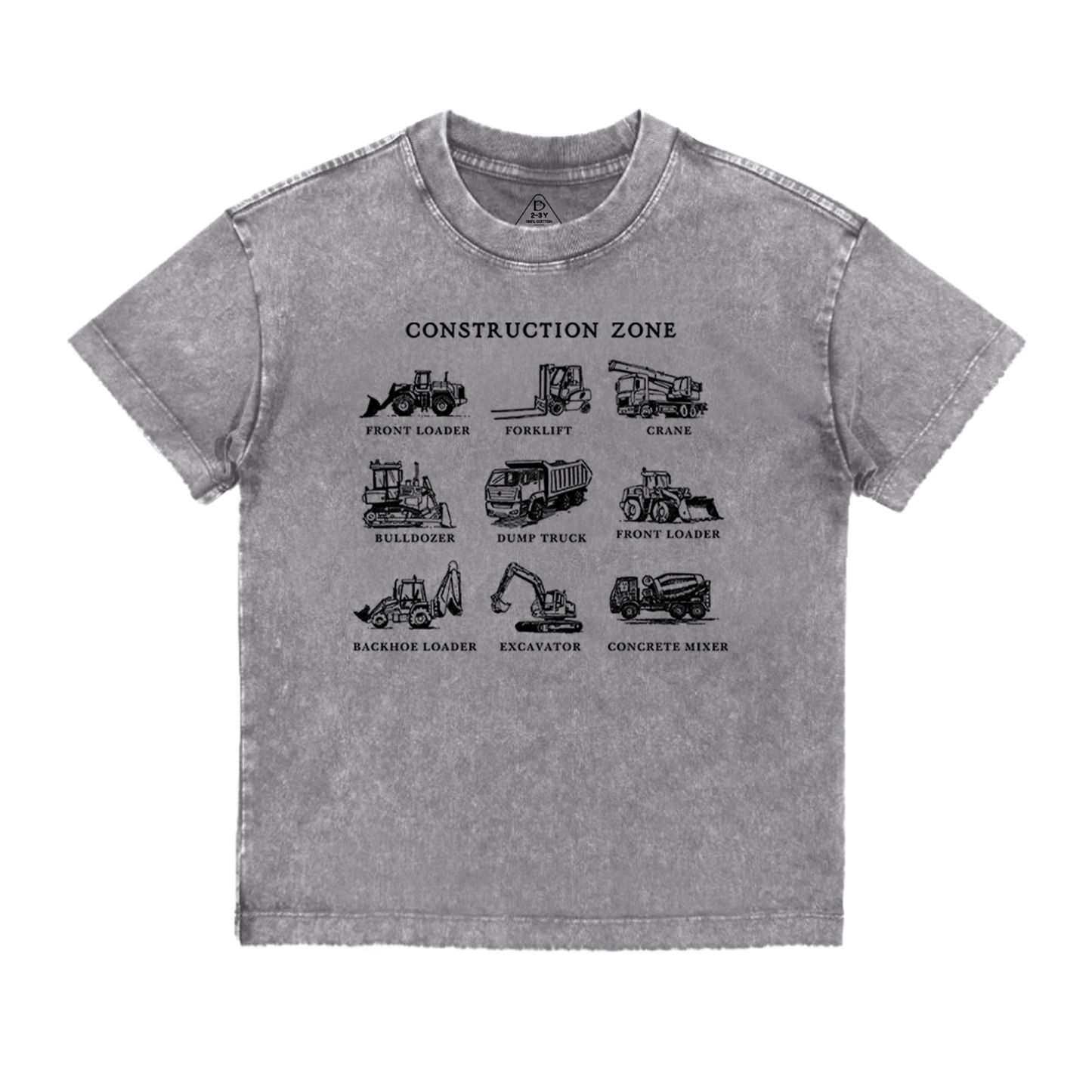 Construction Zone Toddler&Kids Washed Tees