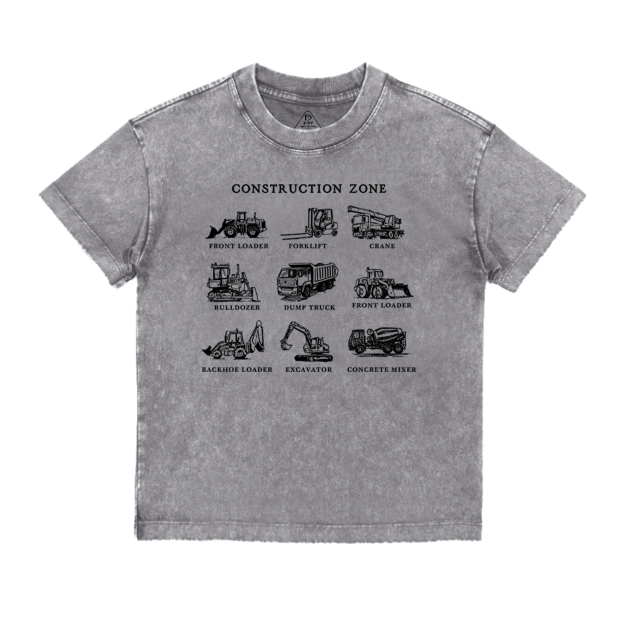 Construction Zone Toddler&Kids Washed Tees