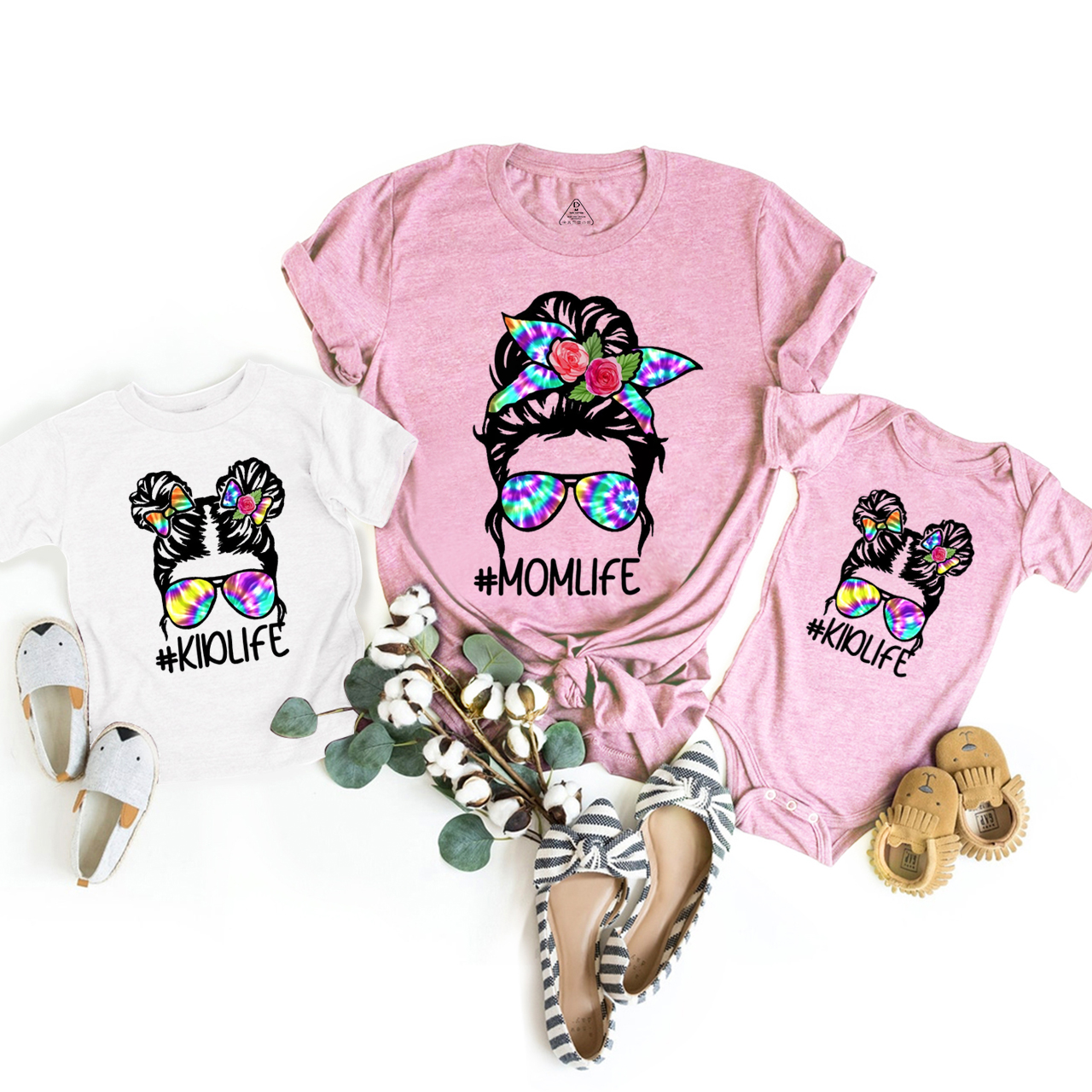 Messy Bun Mom And Daughter Matching Tees