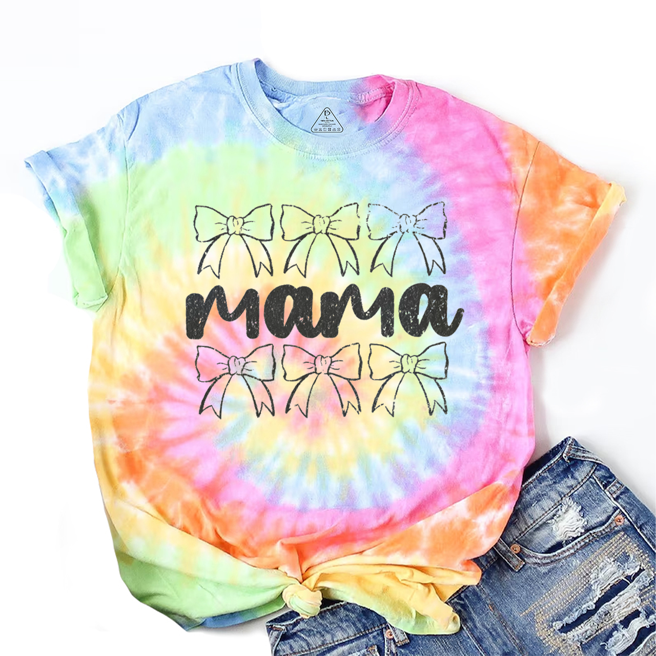Retro Bow Mama Tie Dye T-Shirts