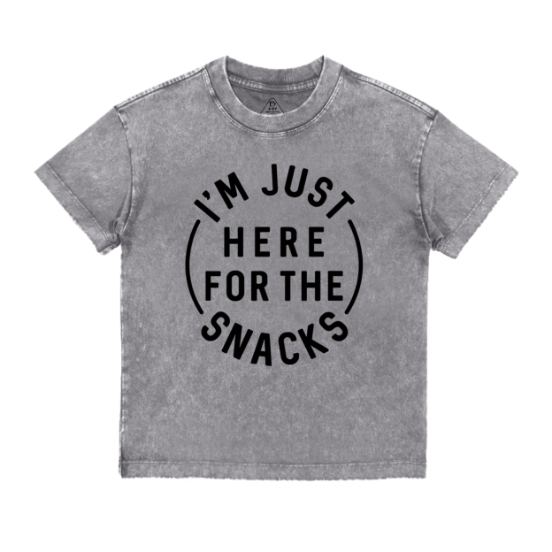 I'm Just Here For The Snacks Toddler&Kids Washed Tees