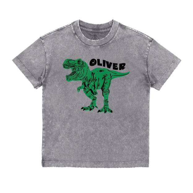  Personalized Dinosaur Toddler&Kids Washed Tees         