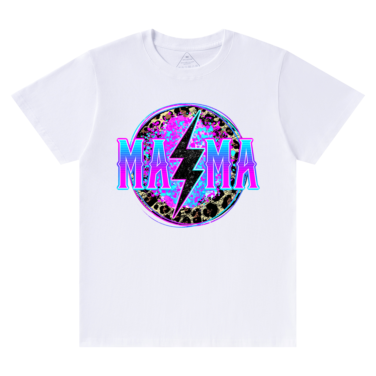 Mama Lightning Bolt Retro Leopard T-Shirt