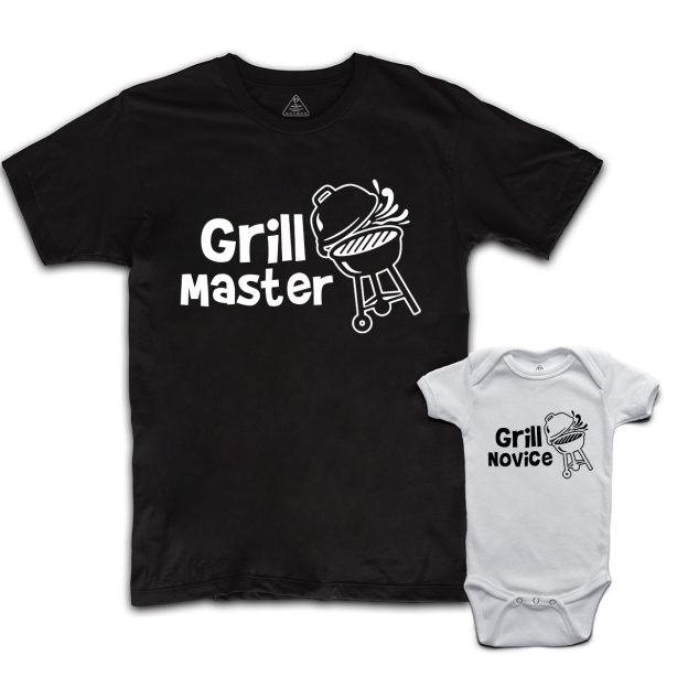 Grill Master Grill Novice Dad and me Matching Gift Shirt