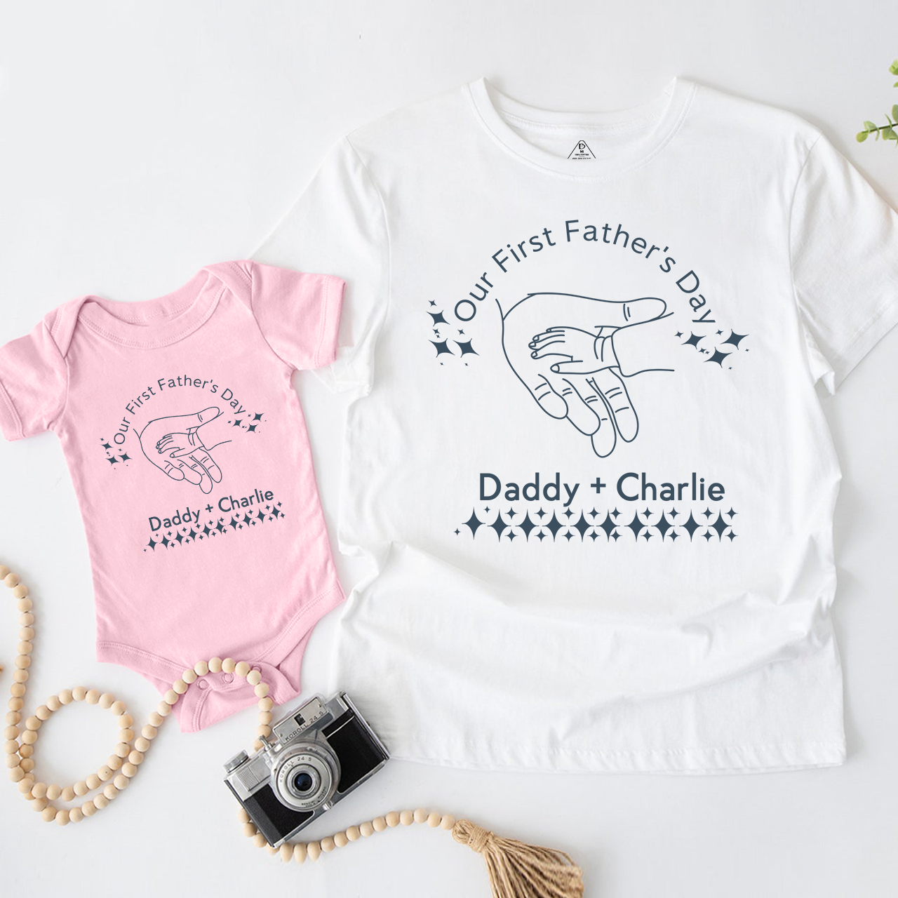 Personalized Hand Holding Tiny Hand Dad&Me Matching T-Shirts