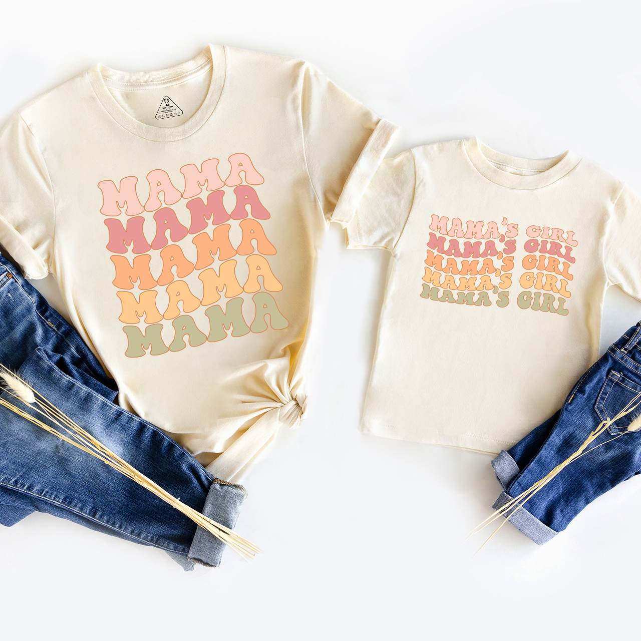 Neutral Boho Retro Mom And Me MatchingTees
