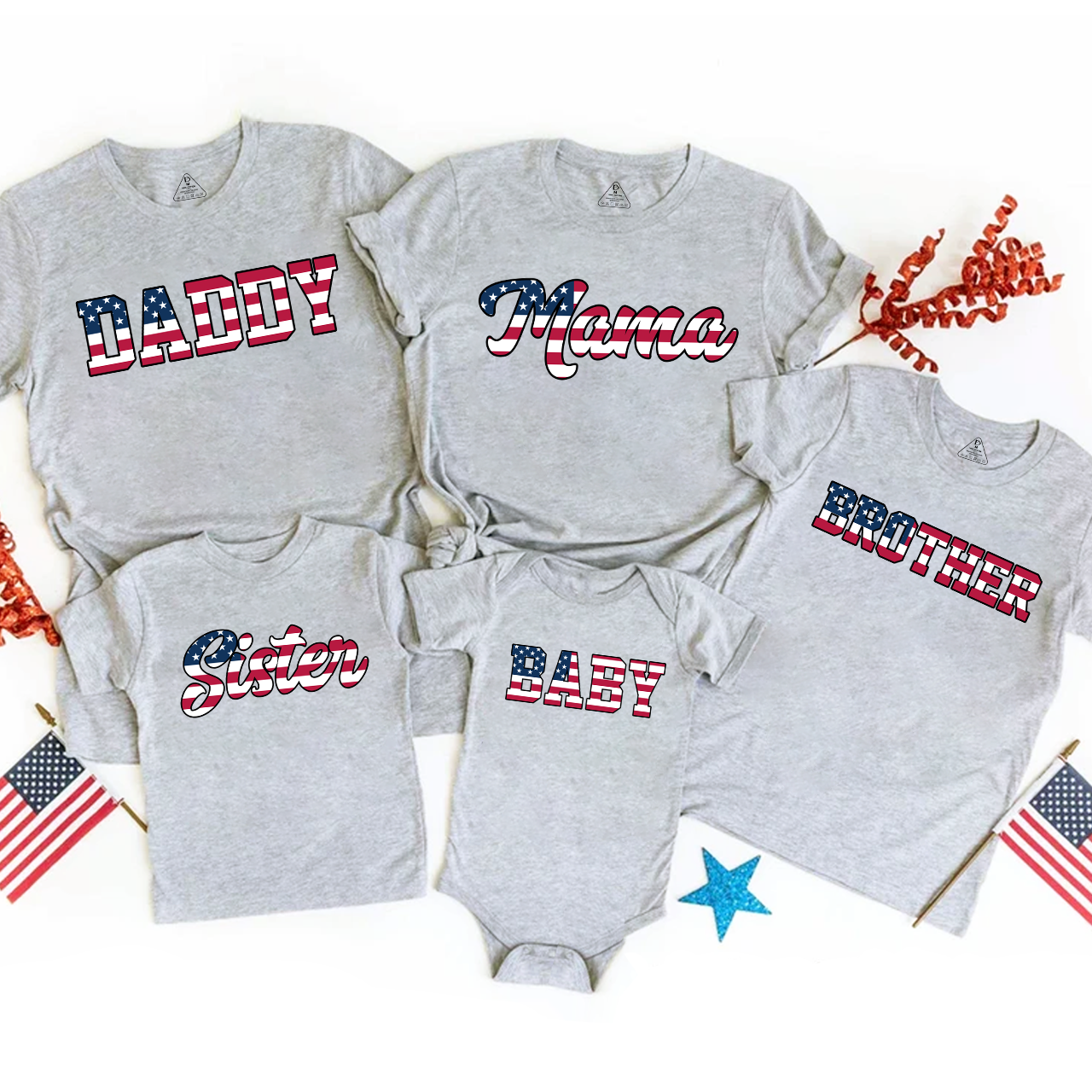 Personalized Patriotic American National Flag Family Shirts Independence Day Family Matching Shirts