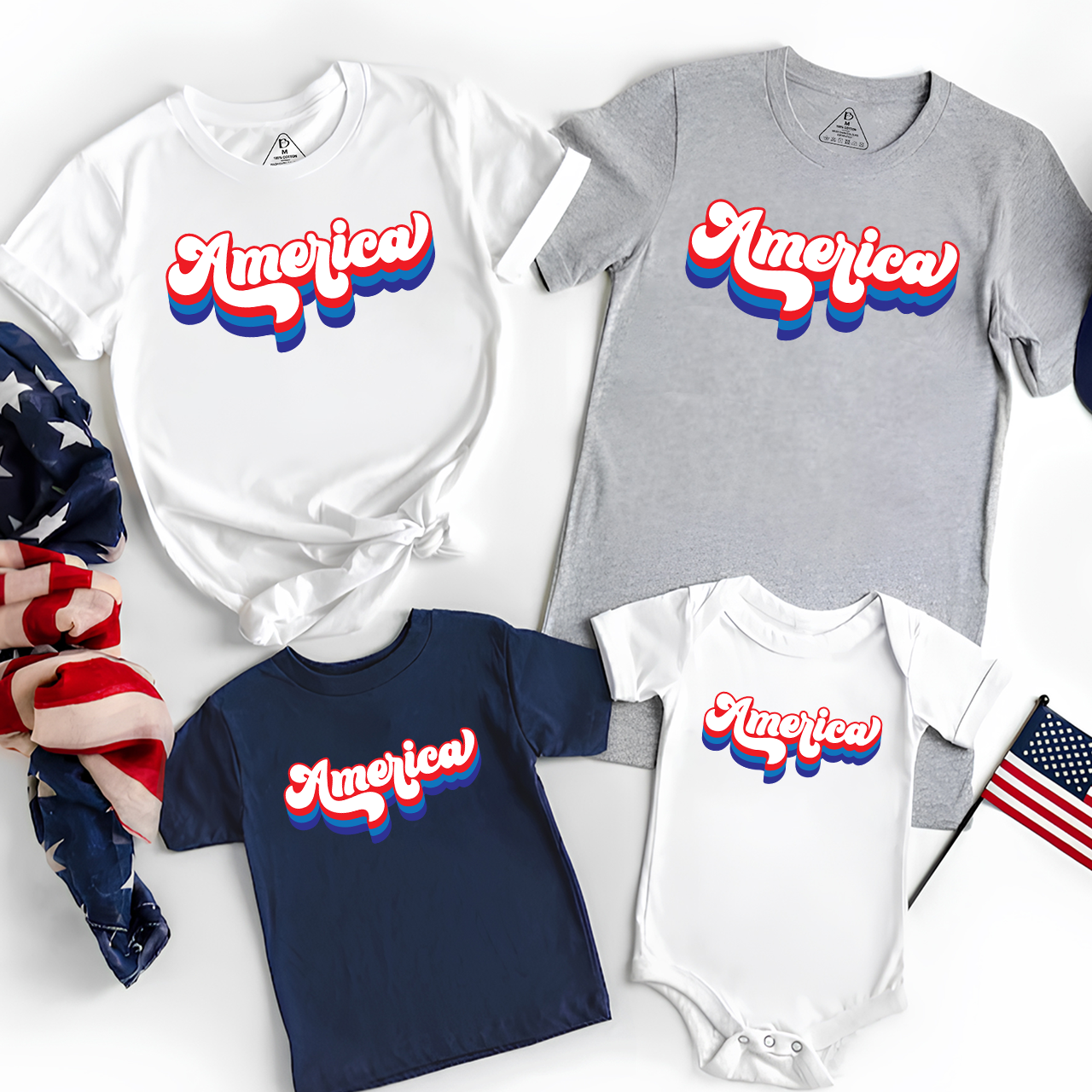 America Independence Day Family Matching Shirts