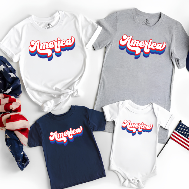 America Independence Day Family Matching Shirts