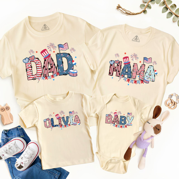 Personalized 4th Of July Patriotic Independence Day Family Matching Shirts
