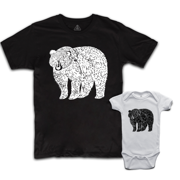 Organic Animal Bear Dad&Me Matching Shirts