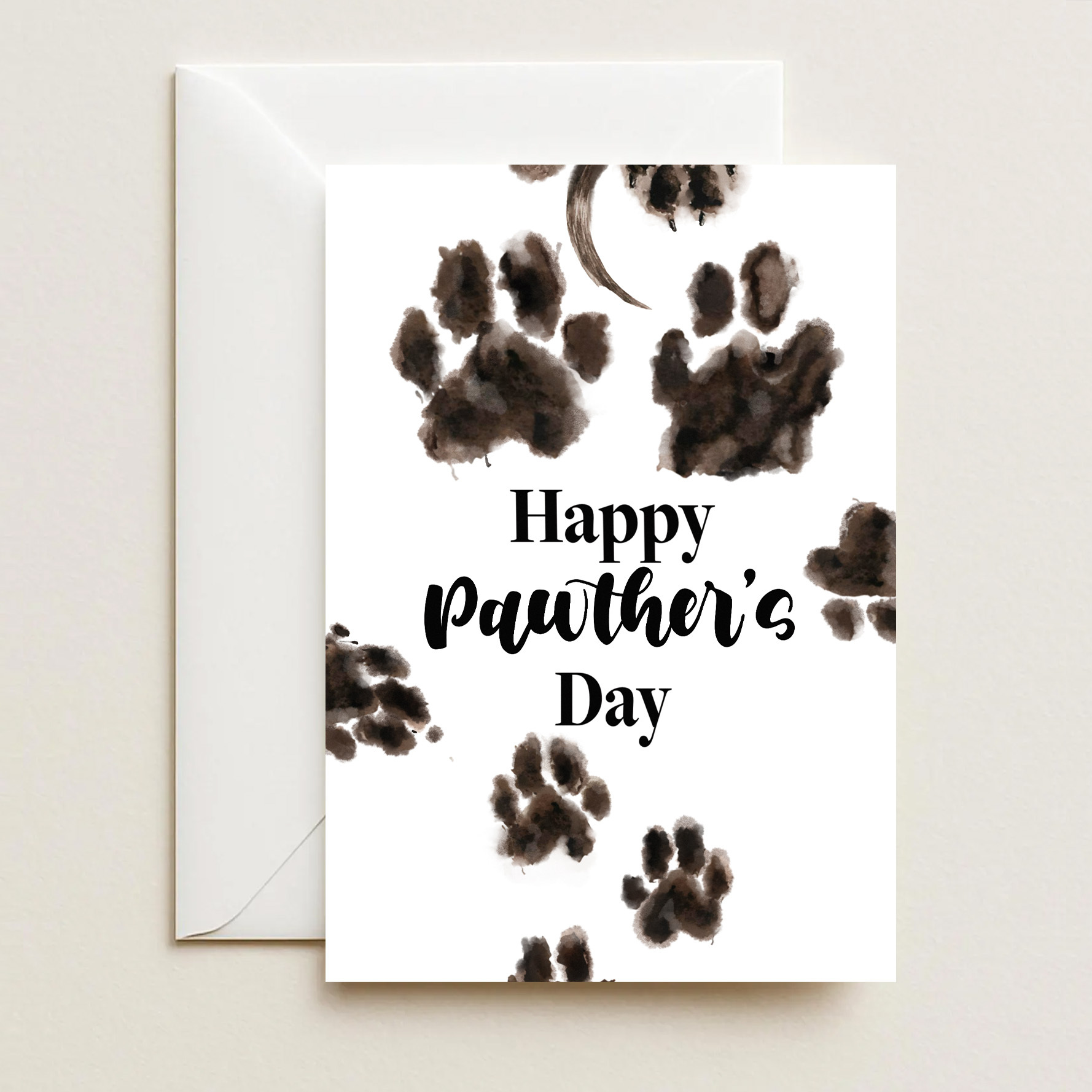 Watercolor Dog Footprints Father's Day Card