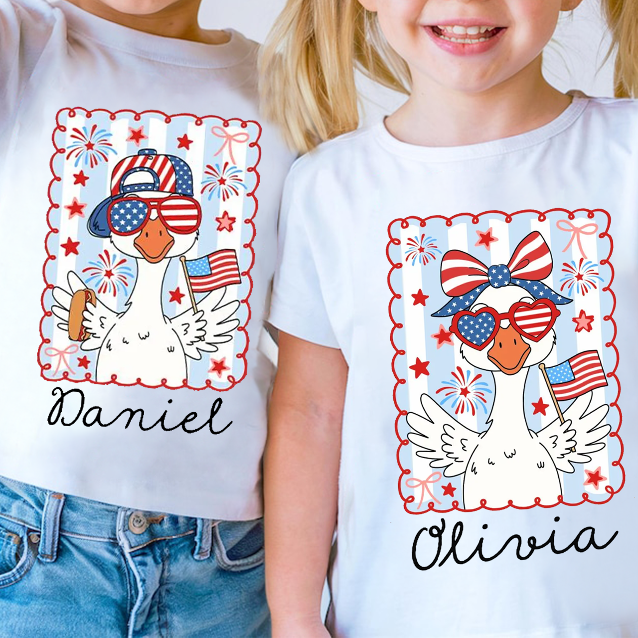 Personalized 4th Of July Goose Toddler&Kid's Tees Beepumpkin 