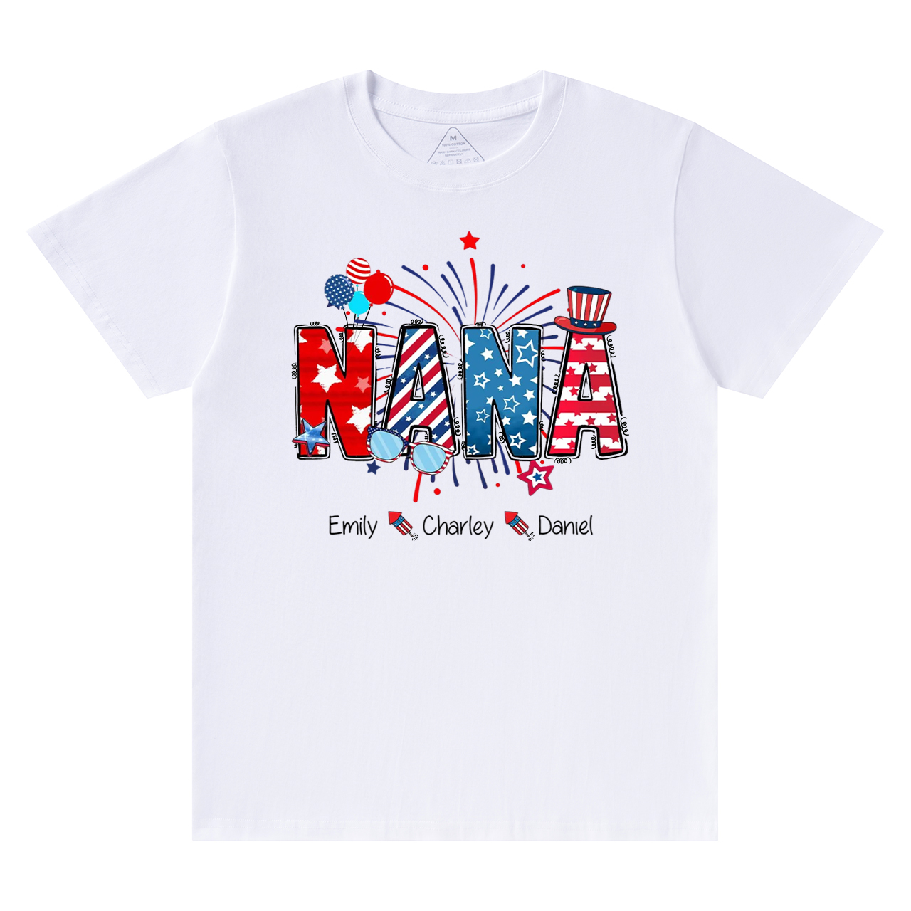 Personalized Patriotic Nana 4th Of July Grandma And Grandkid Name T-Shirts